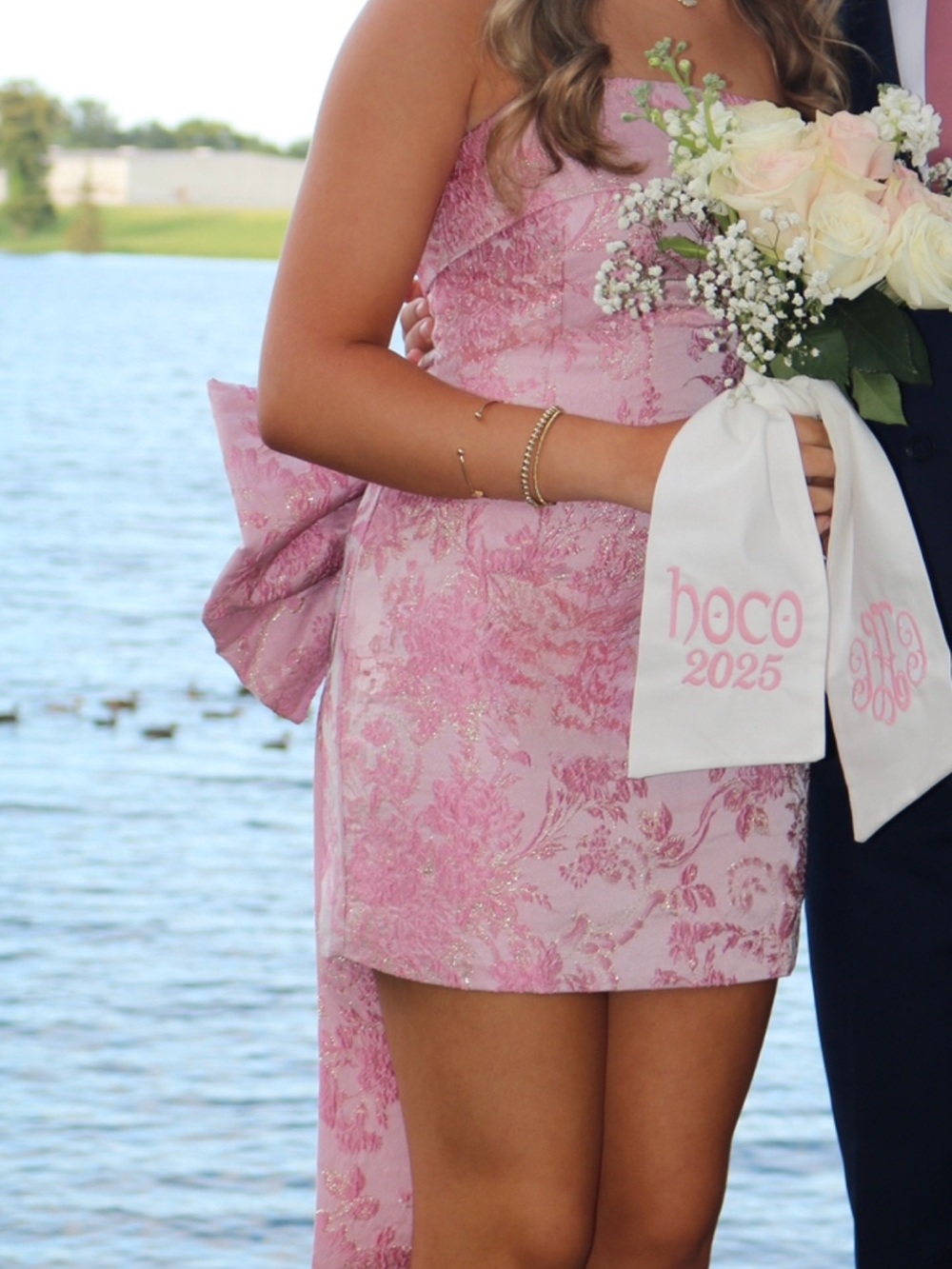 Lena Pink Strapless Jacquard Mini Dress